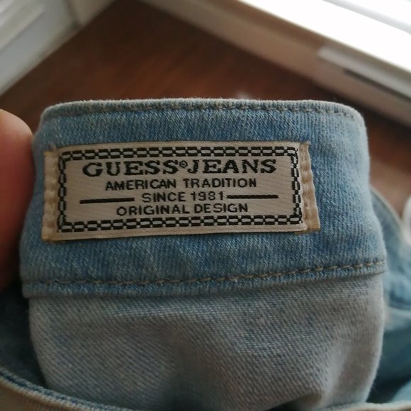 Distressed Denim GUESS Skirt w/ Zipper - Picture 4 of 4